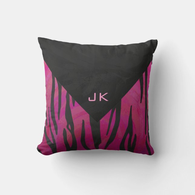 Tiger Tiger Hot Pink und Schwarz Print Muster Kissen (Vorderseite)