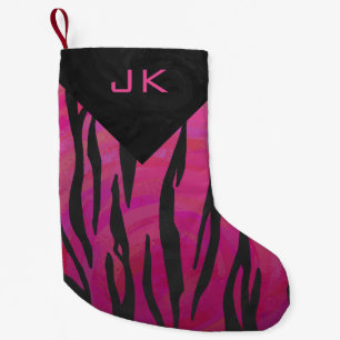 Tiger Tiger Hot Pink und Schwarz Print Muster Kleiner Weihnachtsstrumpf