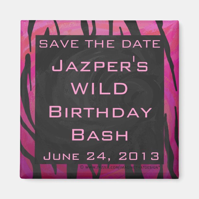 Tiger Tiger Hot Pink und Schwarz Print Muster Magnet (Vorne)