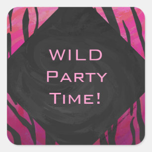 Tiger Tiger Hot Pink und Schwarz Print Muster Quadratischer Aufkleber