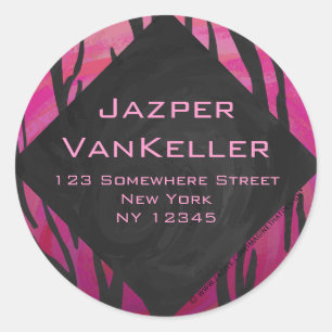 Tiger Tiger Hot Pink und Schwarz Print Muster Runder Aufkleber