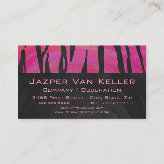 Tiger Tiger Hot Pink und Schwarz Print Muster Visitenkarte (Vorderseite)