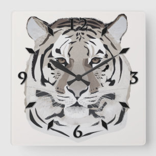 Tiger, Tigergesicht, Symbol von 2022 Quadratische Wanduhr