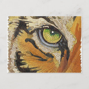 "Tiger Tiles" Tigerfass Mosaik Wasserfarbe Postkarte