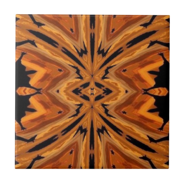 Tiger Tribal Moderne Abstrakte Kunst Fliese (Vorderseite)