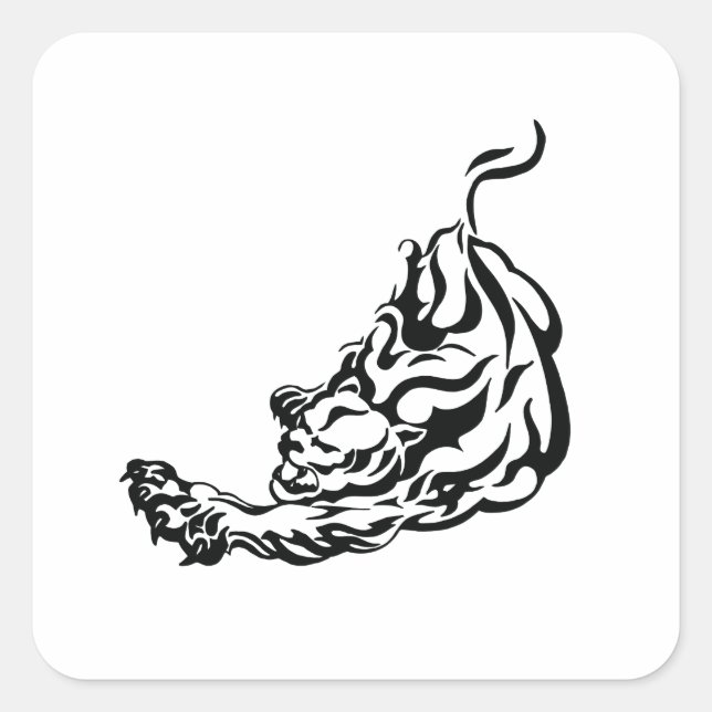 Tiger Tribal Tattoo Quadratischer Aufkleber (Vorderseite)