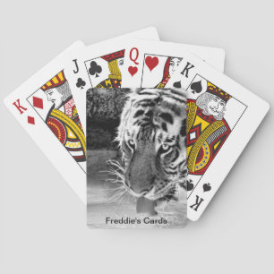 Tiger trinken am Wasserloch schwarz und weiß Spielkarten
