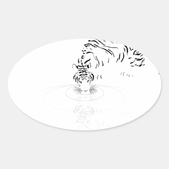 Tiger trinken ovaler aufkleber (Vorderseite)