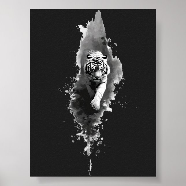 Tiger-Tusche-Wasch-Dunkle-Kunst-Poster Poster (Vorne)