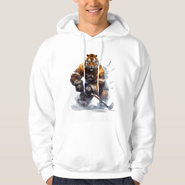 Tiger über Eishockey-Abenteuer Hoodie (Vorderseite)