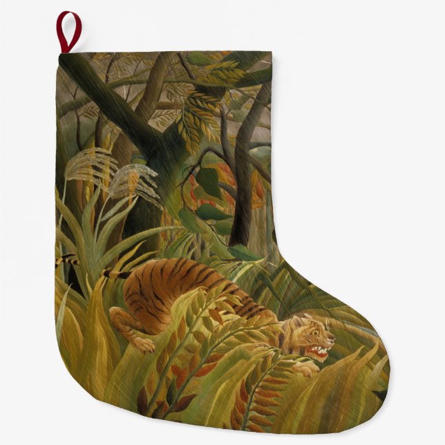 Tiger überrascht in einem tropischen Sturm Großer Weihnachtsstrumpf (Vorderseite)
