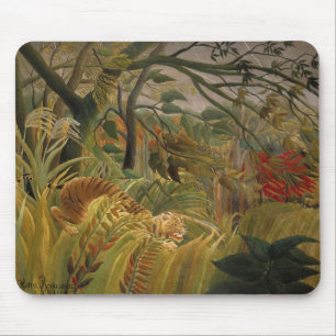 Tiger überrascht in einem tropischen Sturm Mousepad
