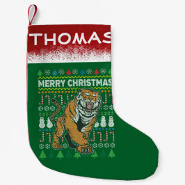 Tiger Ugly Christmas Sweater Wildlife Series Kleiner Weihnachtsstrumpf