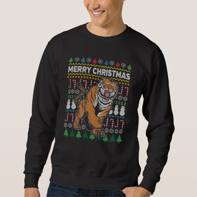 Tiger Ugly Christmas Sweater Wildlife Series Sweatshirt (Vorderseite)