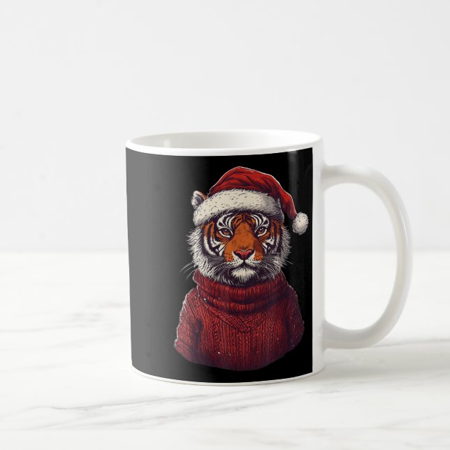 Tiger Ugly Sweater Weihnachtsmannmütze Weihnachten Kaffeetasse (Rechts)