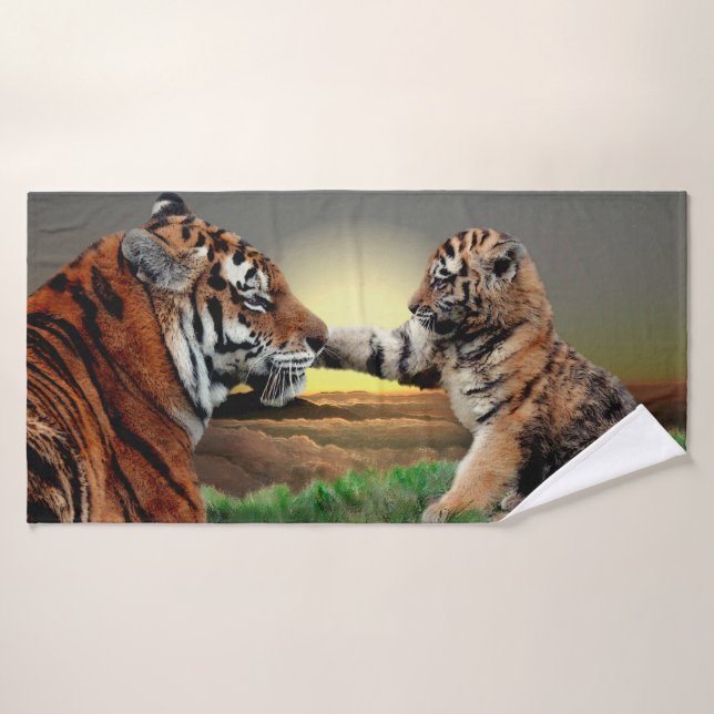 Tiger-und Ausgaben-Badezimmer-Tuch-Set CUBs Badhandtuch Set (Badehandtuch)