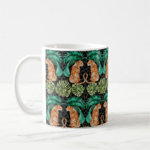 Tiger und Blätter in Aquarellfarben Nahtloses Must Kaffeetasse