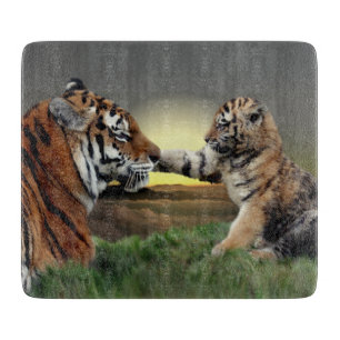 Tiger und Cube rechteckige Glasschneidplatte Schneidebrett