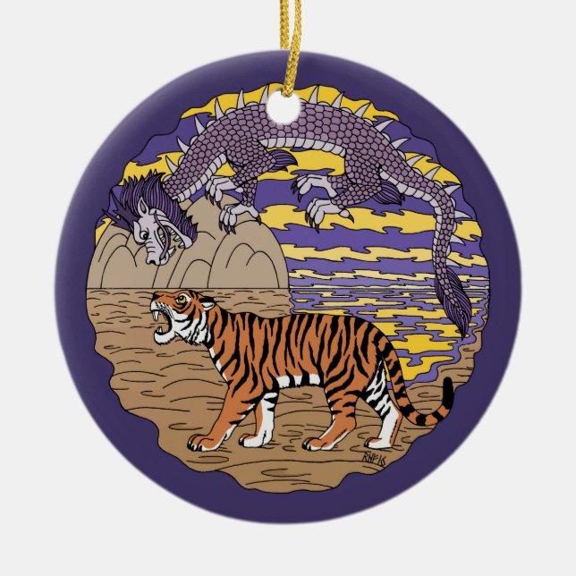Tiger und Drache Keramikornament (Vorne)