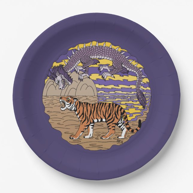 Tiger und Drache Pappteller (Vorderseite)