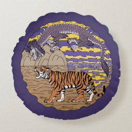 Tiger und Drache Rundes Kissen