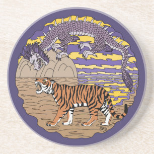 Tiger und Drache Sandstein Untersetzer