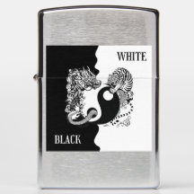 Tiger und Dragon Schwarz-weiß Zippo Lighter