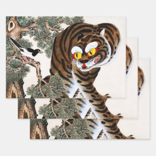 Tiger und Elster Minhwa unter der Kiefer Geschenkpapier Set