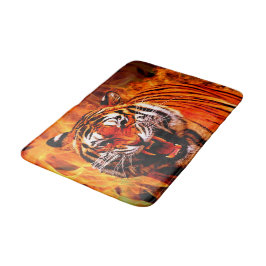 Tiger und Flamme Badematte