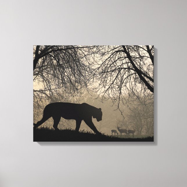 Tiger und Hirsch Leinwanddruck (Vorderseite)