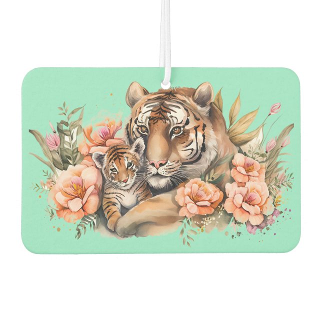 Tiger und Jungtier  Autolufterfrischer (Vorderseite)