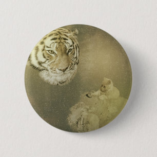 Tiger und Kitten, rundes Abzeichen Button