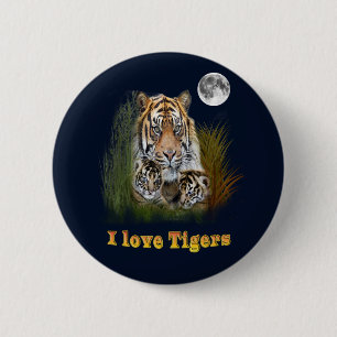 Tiger und Knochen Button