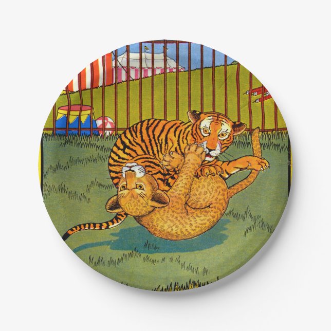 Tiger und Leoparden-Wrestling Pappteller (Vorderseite)