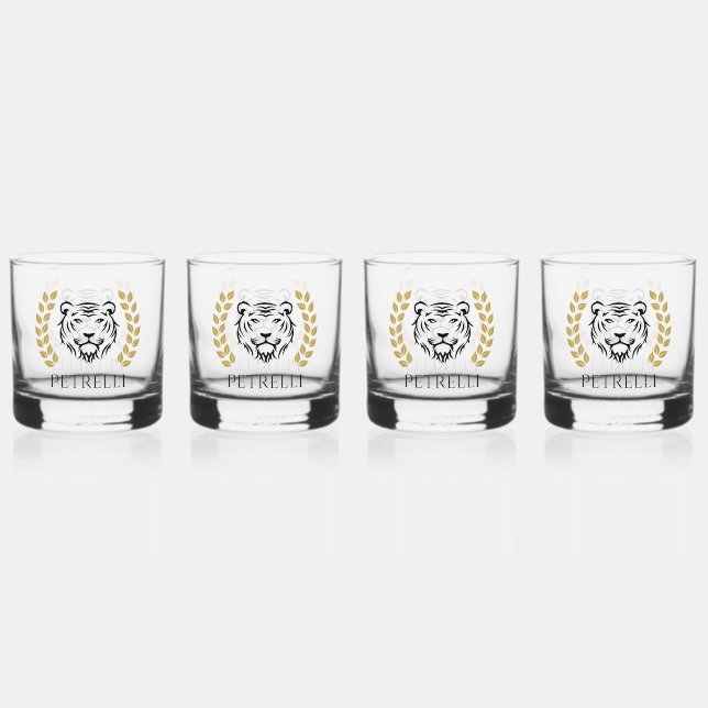 Tiger und Lorbeeren  Whiskyglas (Vorderseite)