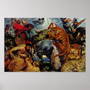 Tiger und Löwen Jagd auf Rubens Peter Paul Poster