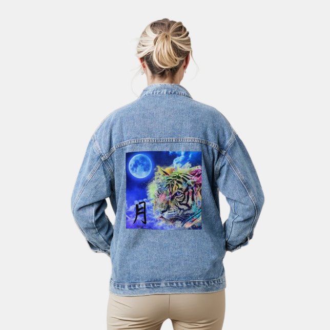TIGER UND MOON JEAN JACKET FÜR FRAUEN JEANSJACKE (Modell)