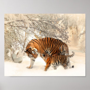 Tiger und Pfeffer in Schnee-Poster Poster