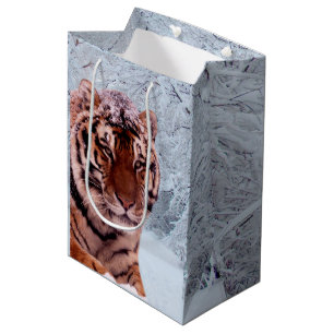 Tiger und Schnee Mittlere Geschenktüte