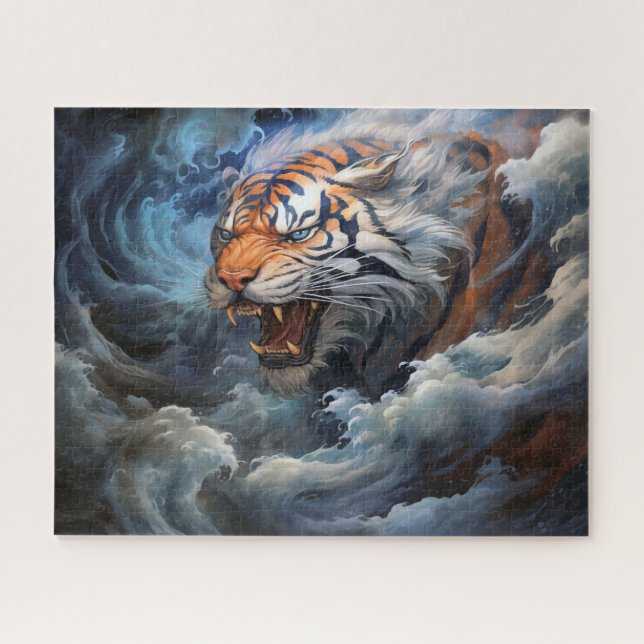 Tiger und Sturm Surreal Fantasy Art (Horizontal)