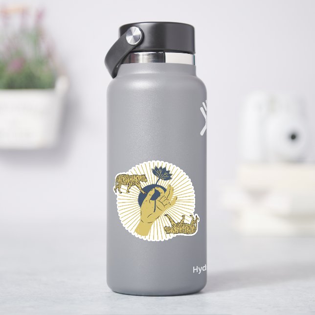 Tiger und Sunburst Boho Graphic Aufkleber (HydroFlask)