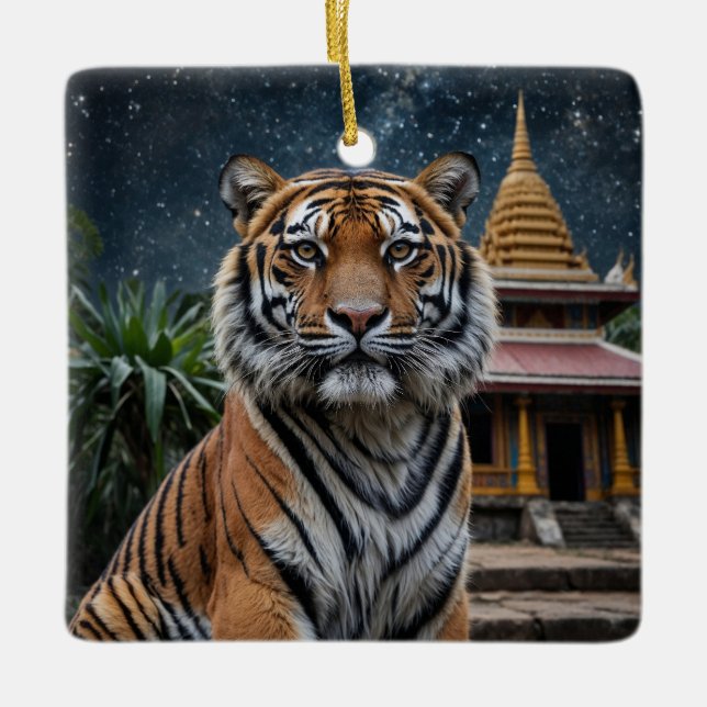 Tiger und Temple Keramikornament (Vorderseite)