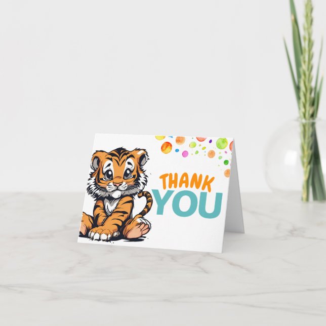 Tiger- und Tierdruck für niedlichen Cartoon - Blan Dankeskarte (Vorderseite)