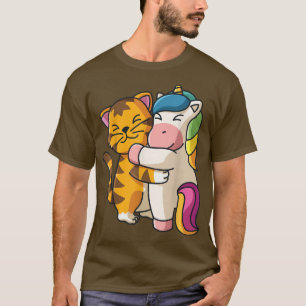 Tiger und Unicorn Niedliche Zootiere umarmt T-Shirt