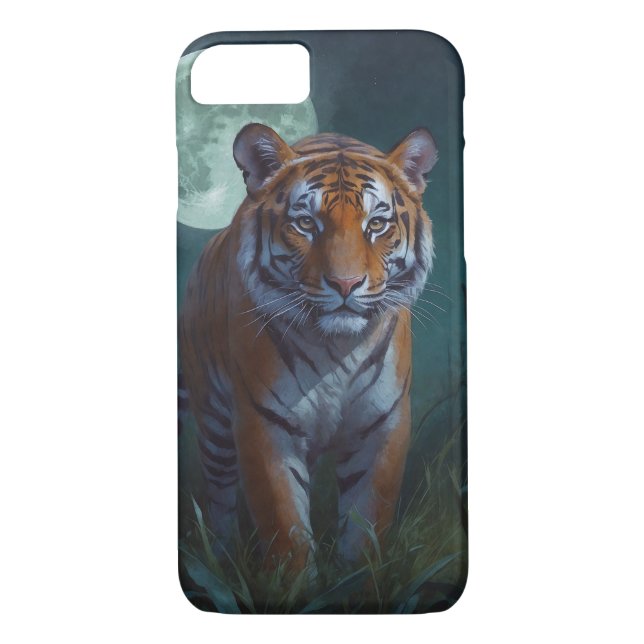 Tiger und Vollmond Case-Mate iPhone Hülle (Rückseite)