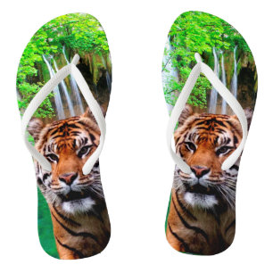 Tiger und Wasserfall Flip Flops