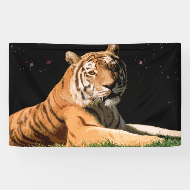 Tiger unter der Sterne Fahne Banner (Horizontal)