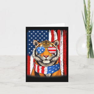 Tiger US America Flag Männer Frauen 4. Juli Patrio Karte