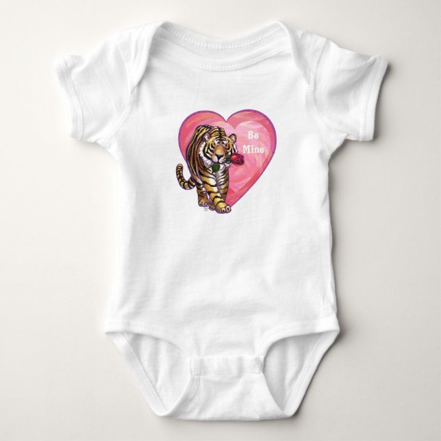 Tiger-Valentinstag Baby Strampler (Vorderseite)