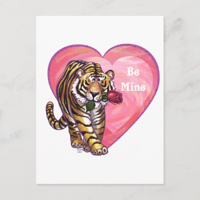 Tiger-Valentinstag Feiertagspostkarte (Vorderseite)